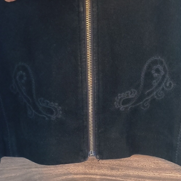 VINTAGE Sportswear Black Embroidered Western Jacket - Size 13 - Soft Viscose - Picture 4 of 11